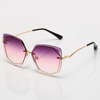 Polygon Metal Frame Слънчеви очила Дамски Маркови дизайнерски Модни Градиентные Слънчеви очила Дамски UV400 Vintage oculos de sol
