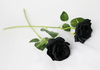 Черна Роза Изкуствени Цветя на Главата, с 7 Главоболие букети от Коприна Букет от Цветя, Украса на Сватбен Фон Къщи на Фалшиви Рози, Цветя