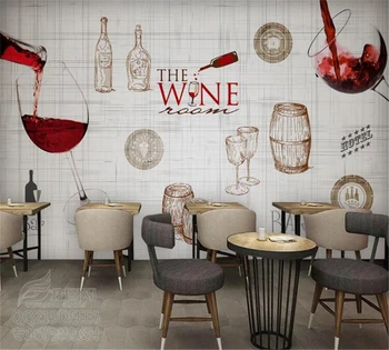 Beibehang Ретро европейската и американската ръчно рисувани тапети по поръчка high-end вино винарна bar tooling background papel de parede