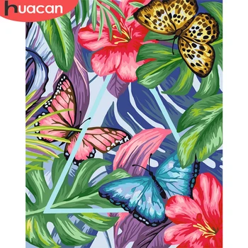 HUACAN Сам Pictures By Numbers Butterfly Комплекти For Adults Handpainted Flower Oil Painting By Number Home Decoration