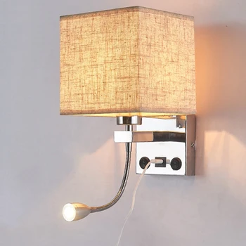 Модерен Закрит LED монтиран на стената Лампа Нощна Спалня Апликация на халба бира с Превключвател USB Вътрешността на Таблата за Домашно Хотел Стенни Лампи(Без Бу