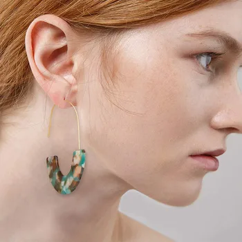 Fashion Leopard Big Hook Acrylic Drop Dangle Earrings For Women Bohemian Semicircle Long Earrings 2020 Mujer Resin Jewelry Gifts