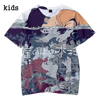 2021 Гореща разпродажба Аниме Ponyo on the Cliff 3d Печатна Тениска Мода Harajuku Стил С Къс Ръкав Тениска Унисекс Oversize Top