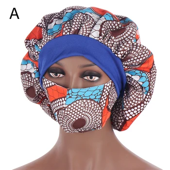 Африкански Модел На Печат Качулка Hijabs Шапка Жени Нощен Сън Cap Маска Сатен Тюрбан