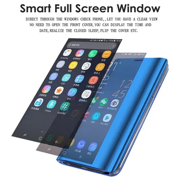 Умен Огледален Флип калъф за телефон Xiaomi Redmi Note 10 9 9s-9C 8T 9T 8 6 9A 7A 11 M2 M3 F2 Pro K40 Lite Poco X3 NFC Покритие на Корпуса
