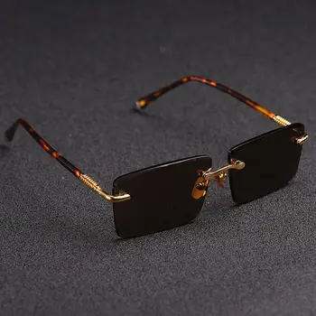 Zerosun Glass Слънчеви очила Мъжки Слънчеви очила Без рамки за Мъже Brown Stone Lens Anti Scratch Brand Designer Vintage Eyewear