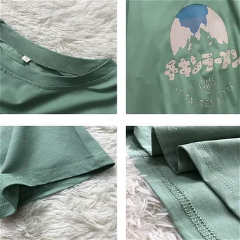 Тениски с къс Ръкав Дамски Летни печатни Градинска Облекло Kawaii Harajuku All-match Students Basic Vintage Style Korean Ulzzang New