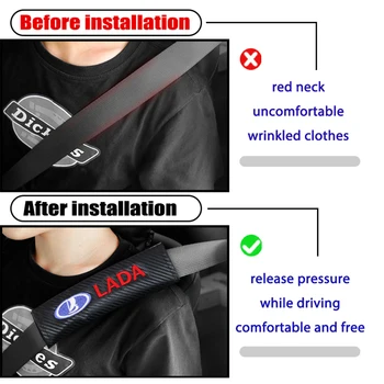 VEHICAR 2 бр. Car-styling Carbon Fiber Car Seat Belt Shoulder Pads Protector автоаксесоари За LADA Car Seat Belt Covers