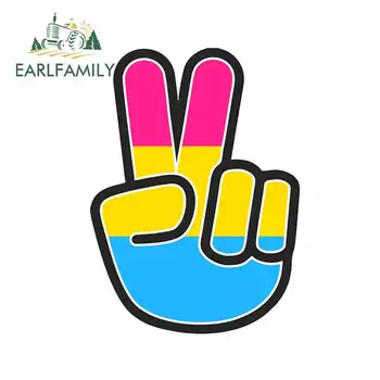 EARLFAMILY 13cm x 9.5 cm Хипитата Style Peace Hand with Lgbt Pansexual Pride Flag 