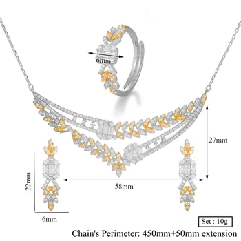 GODKI Flower Charm 3ШТ Пръстен, Огърлица, Обеци, Определени За Жени, за Сватба парти Кубичен Циркон CZ Dubai Bridal Jewelry bijoux femme enseños