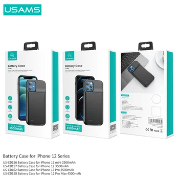 USAMS Battery Charger Case for iPhone 12 11 X Series 4500mah живот Power Bank Case за Преносим Безопасен Стабилен кабел за зареждане Калъф Протектор