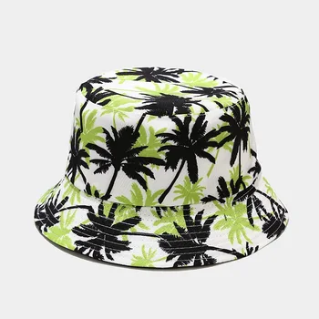 2021 Women ' s Cap Ins New Bucket Hat Botanical Flower Print до fisherman Hat For Women Пролет Лято Outdoor Sun Protection Hat Men