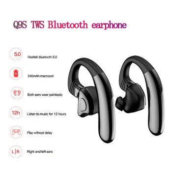 Q9S TWS Bluetooth V5.0 Bluetooth Слушалки Спортни Hifi Слушалки Безжични Слушалки на Ухото на Куката за Телефон Водоустойчиви Слушалки
