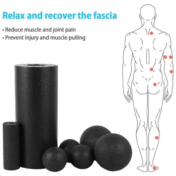 3/5pcs Yoga Massage Roller&Fitness Ball Foam Roller Set for Back Pain Self-Myofascial Treatment Pilates Muscle Release Exercises