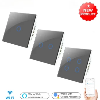Wifi Smart Touch Remote Switch Control 1/2/3/4 Gang 2 Way AC 100V/220V Wireless Wall Light Switch EU/UK Standard Smart Home