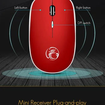 Безжична Мишка с Ергономична Мишка за компютър PC USB Оптична 2.4 Ghz 1600 DPI Silent Mause Mini Безшумни Мишката, За КОМПЮТЪР, Лаптоп Mac