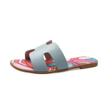 Чисти Червени Сандали Дамски Летни Дрехи е Нова Мода Див Лук H Чехли Дамски Плажни обувки на плоска подметка