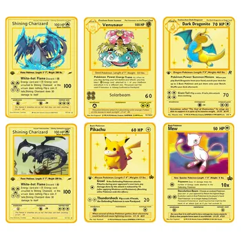 Pokemon Аниме Battle Card 21 Styles Gold Metal First Edition (Custom) GX Card Game Collection Аниме Cards Toys for Children Gift