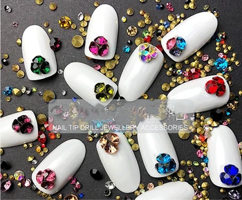12 Кутии в 1 AB Color Opal Нокти на Кристал Set Sharp Bottom Multi-size Crystal Manicure for 3D Nail Art Decoration Rhinestone