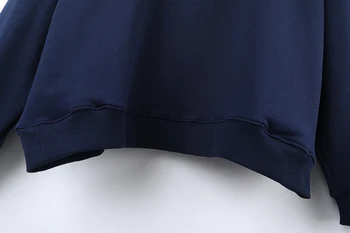 Извънгабаритни Момичета Бродерия Руно Пуловери 2021 Пролет-Есен Мода Дами Реколта Свободни Блузи Градинска Облекло На Жените Шик