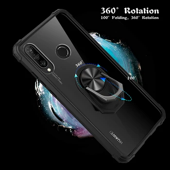 За Huawei P40 P30 Pro P40Lite Case Твърд прозрачен С поставка Ring Броня защитна Делото Калъф huawei P Smart 2019