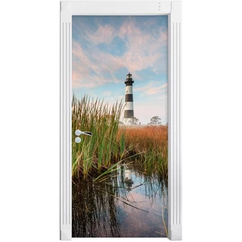 Начало Декор САМ Door Print Glass Lighthouse Environmental Protection Sticker Самозалепваща Хартия за Всекидневна PVC, Водоустойчив