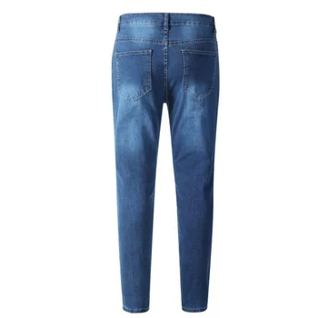 Мъжки Патчво скъсани дънки тънък мозайка сини дънкови панталони молив панталони уличен хип-хоп дънкови панталони мода ковбойская дрехи мъже
