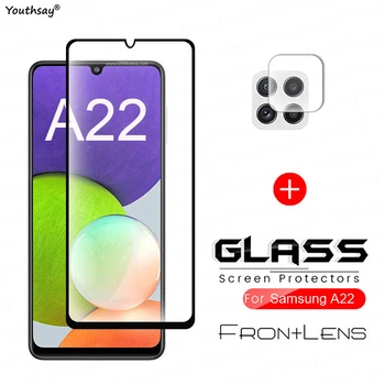 Стъкло За Samsung Galaxy A22 Закалено Стъкло За Samsung A22 Стъкло Пълно Покритие на Екрана Лен Фолио, Защитно Фолио Galaxy A22 4G 5G