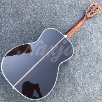 Висококачествена Масивна Кедрова Горната Акустична китара с корпус от розово дърво в стил OM и черен брачните