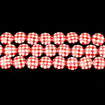 14 мм Червено Бяло Модел Квадратен Плоски Кръгли Мъниста Лэмпворк Стъклени Мъниста Втулка Свободни Мъниста За Бижута направи си САМ Гривна Колие