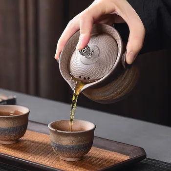 Японската Ръчно изработени Керамични супа от супник Керамика с Една Голяма Домашна Чаена Чаша Sancai Порцеланов Чайник Керамичен Чайник Гарафа За Чай