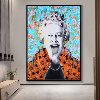 Великобритания Британската Кралица Луксозен Плакат и Щампи Сладък Поп Арт Картини на Платно Стенни Картини За Хола Home Decor Cuadros