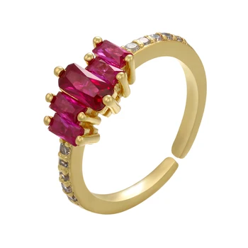 ZHUKOU 1 бр. 2021 нов златен/сребърен цвят дамски пръстени с правоъгълна crystal дъга двойка пръстени, мода бижута на едро VJ64