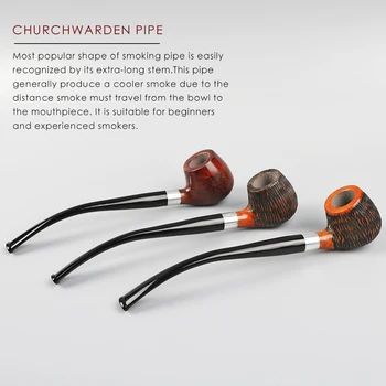 Bg-Churchwarden Pipe Briarwood Tobacco Pipe Long Stem Smokiing Pipes with Gift Box Free Smoking Accessories