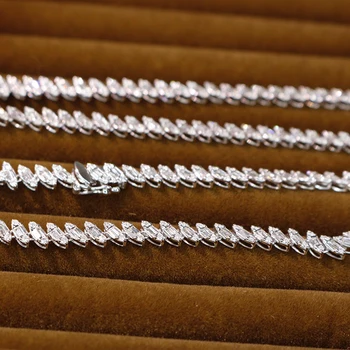 Aazuo Real 18K White Gold Real Diamonds 2.4 ct Луксозна Гривна във Формата на Яйца За Жени Престижно Модни Сватба, Годеж Au750