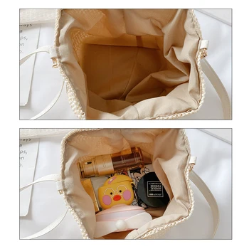 Малки Сламени Ведерные чанти за жени 2020 Лятна Чанта през Рамо Дама Пътни портмонета и Дамски Чанти чанта През рамо