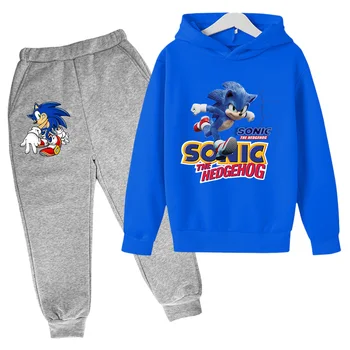 2021 Деца Sonic Hoody Панталони Костюм Детски Блузи, Блузи Момчета Момичета Красива Спортен Пуловер Hoody С Качулка Подарък За Рожден Ден