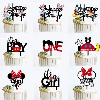 Disney Mickey Minnie Mouse party cake topper decor boy girl favor cake topper Kids birthday party Доставки Baby Shower Момиче Gift
