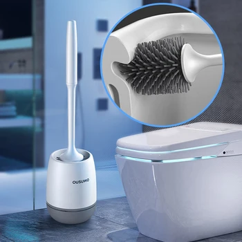 Черно TPR Силиконова Глава за Четка За Тоалетна WC Почистващи Бързо Източване на Въздушната Четка с Притежателя на Модерни Аксесоари За Баня