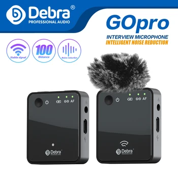 Дебра GO-PROII Преносим кабел за зареждане Безжичен Микрофон Lavalier 100 М Обхват За DSLR - Камери Интервю, Реч,видео запис.