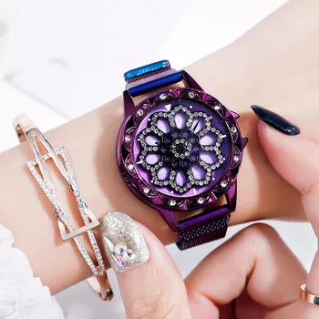 Време работи дамски ежедневни часовници творчески нов магнит обтегач Милано група кварцов часовник