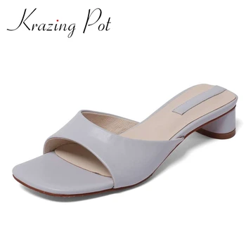 Krazing Pot peep toe young lady low heels energy градинска облекло европейски стил на високо качество на марка обувки slip on outside чехъл L31