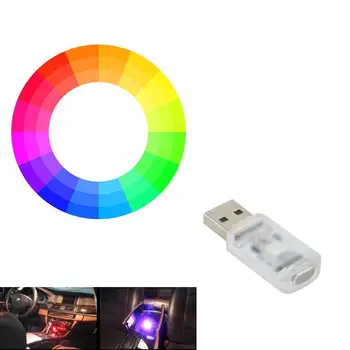Multi-color Mini LED USB Car Interior Light Key Atmosphere Ambient Car Colorful Music Control Decorative Night Light