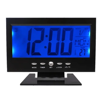 LCD Дигитален Аларма Snooze Календар на Дисплея на Температурата Звукови Часовници Богат на функции Гласови Индукция Часовници