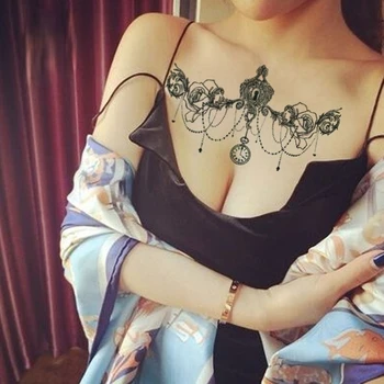 Коремът временна татуировка стикер underboob секси tatto henna дантела мандала tatoo фалшиви секси breast tattoo tatouage temporaire femme