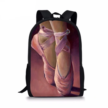 Розови балетные обувки Балерина Живопис Училищна чанта за Момичета Раница Дете Тийнейджър Детски Ученически раници