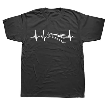 Самолет Heartbeat Pilot Fly Birthday Смешни Unisex Graphic Fashion New Cotton Short Sleeve T Тениски О-Образно Деколте Harajuku T-shirt