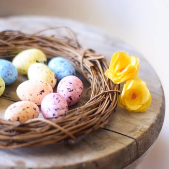 Честит ВЕЛИКДЕН 20 бр. 3.3 см пяна яйца Цветни PE-яйце Декорация на дома/градина Великден парти сувенири, доставка на Детски подаръци ратан венец