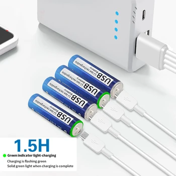 USB 1.5 V Li-ion Акумулаторна Батерия AA 2800mWh Батерия АА 1.5 V За играчки MP3-плейър термометър клавиатура