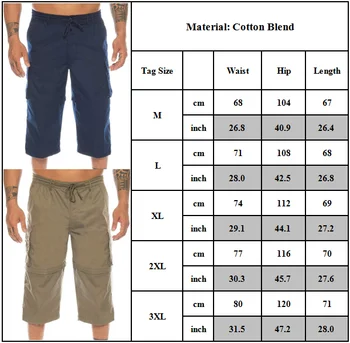 Мъжки Капри Еластичен Колан С Цип Скъсяване На Панталони Подвижни Шорти Карго Панталони